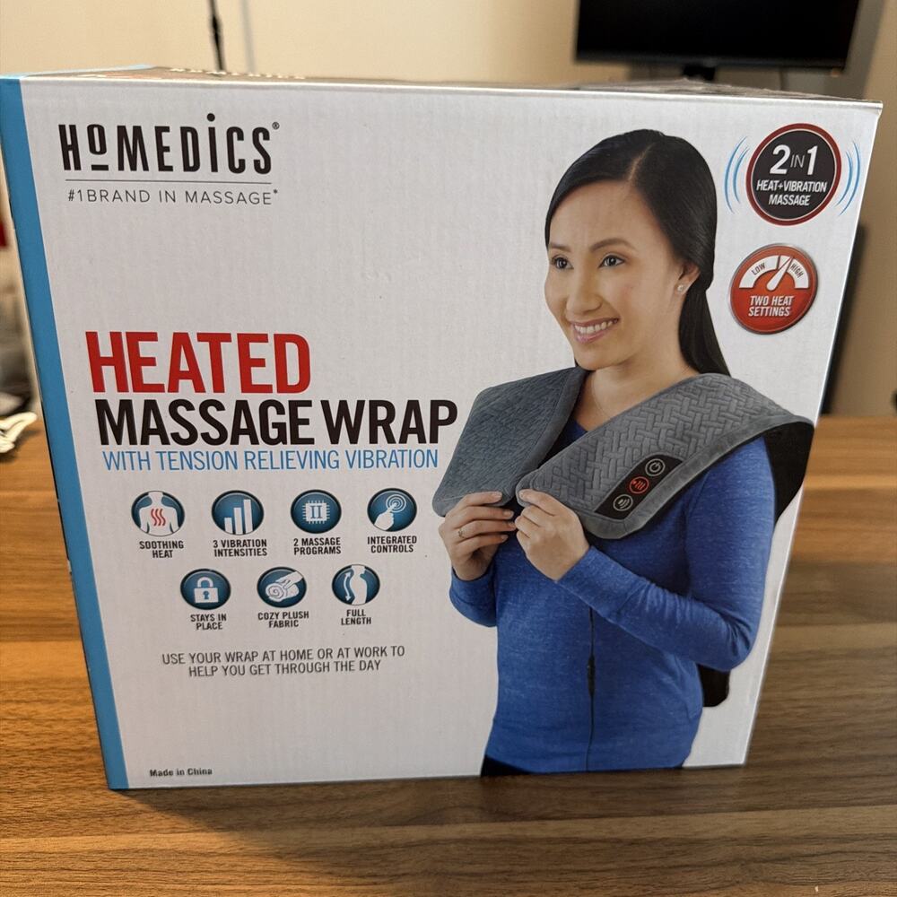Homedics Heated Massage Wrap 2-in-1 Tension Relief Vibration New In Box